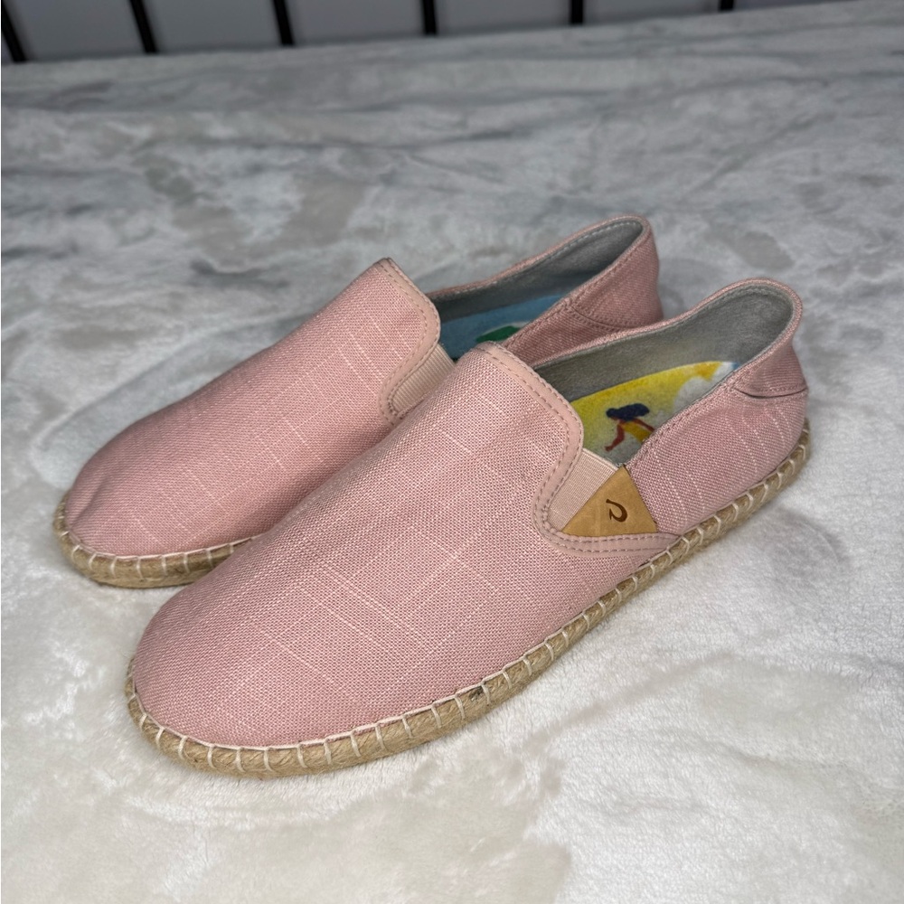 OluKai Light Pink Espadrille Slip-Ons
